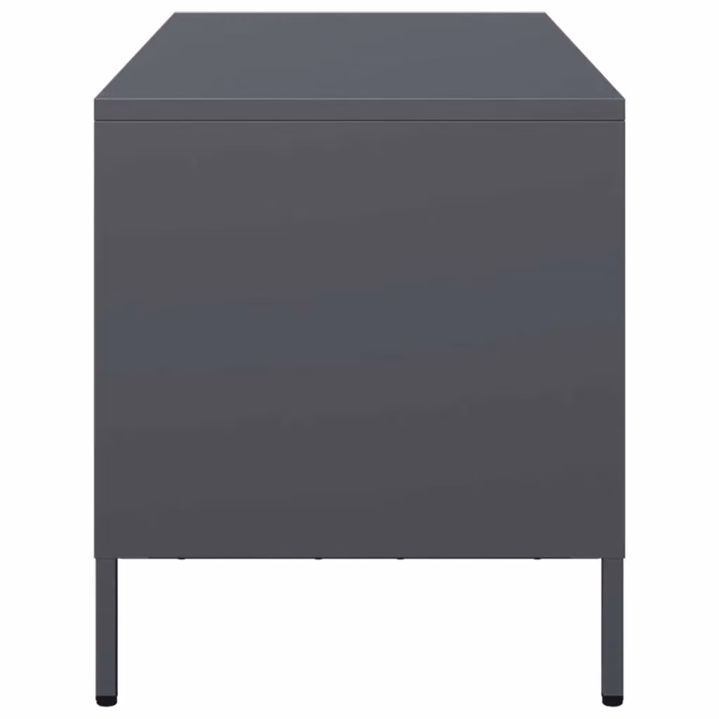 Berkfield Home Anthracite TV Cabinet in Black Cold-rolled Steel, W/D/H: 101.5 x 39 x 43.5 cm – 4