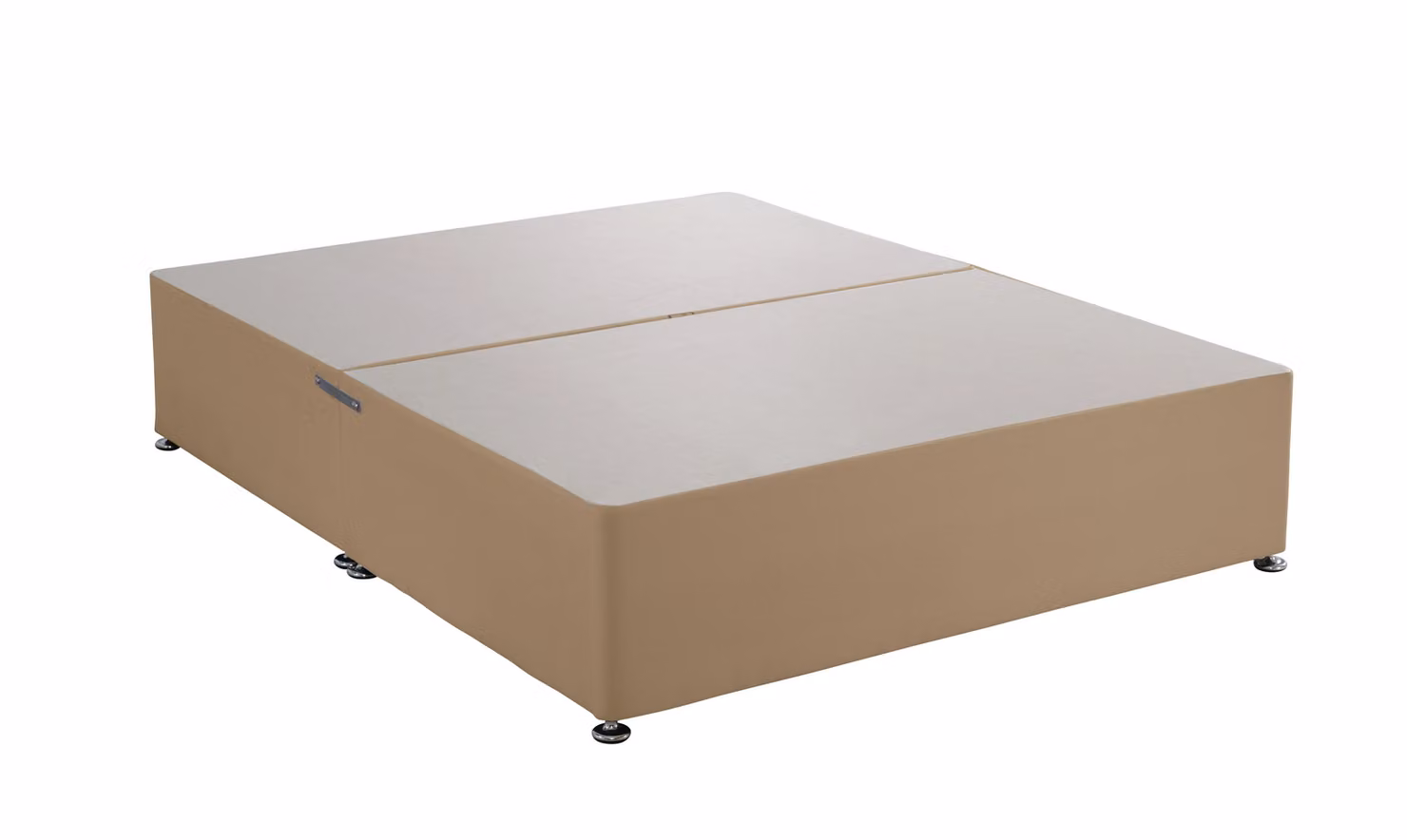 Bedmaster Small Single Upholstered Linen Divan Base with 2 Drawers and Headboard in Beige – 2