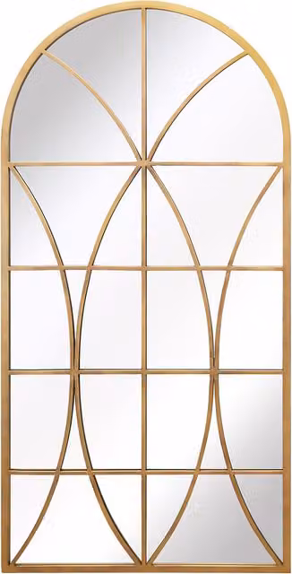 Charles Bentley Madrid Arch Garden Mirror in Gold, Rust Proof and Water Resistant Wall Mount