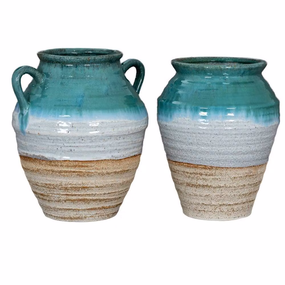 Lemon Pavilion Furniture and Decor Fen Amphora Vase, Multicolour Ceramic, W: 35 cm, D: 35 cm, H: 38 cm – 3