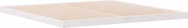 Berkfield Home Minimalist Floor Bed Frame in White Solid Pine W/D/H: 200 x 200 x 9 cm