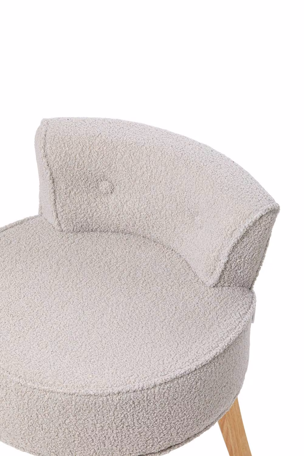 Living and Home Teddy Fleece Vanity Stool with Rubberwood Legs in Grey, W/D/H: 41.0 x 60.7 x 41.0 cm – 2