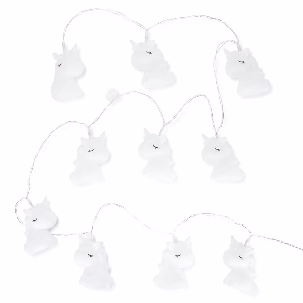 ValueLights Set of 10 Multicolour LED Unicorn Fairy String Lights for Childrens Bedrooms, Battery Powered, Warm White – 2