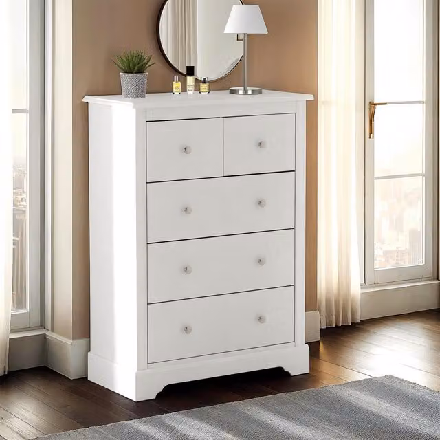 Seconique Stratford 2 Over 3 Drawer Chest in White Matt
