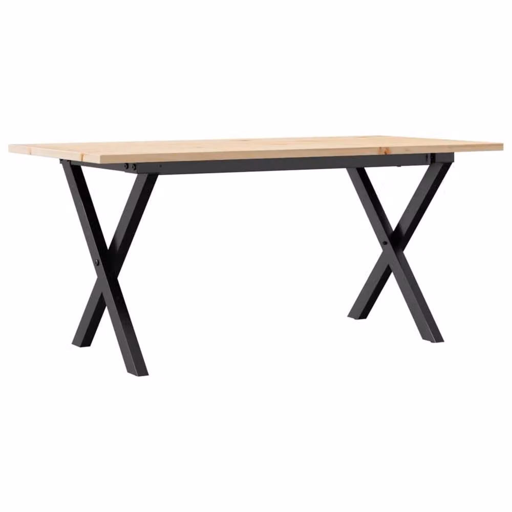 Berkfield Home X-Frame Coffee Table in Brown Solid Pine and Steel, W: 100 cm, D: 50 cm, H: 45 cm – 2