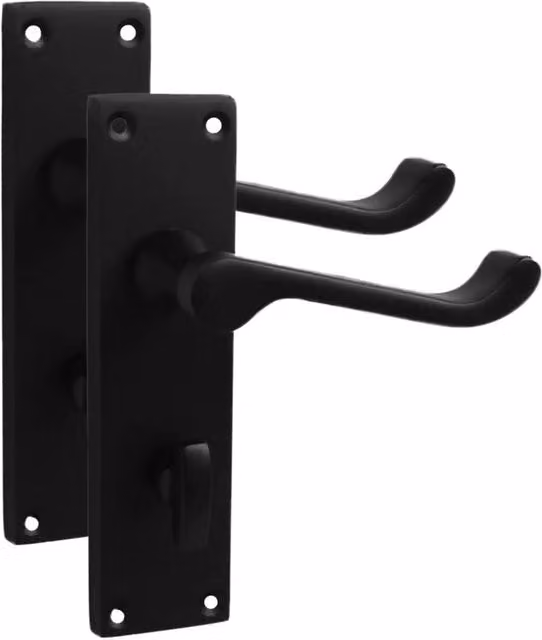 Golden Grace Matt Black Bathroom Door Handles and Hinges Set