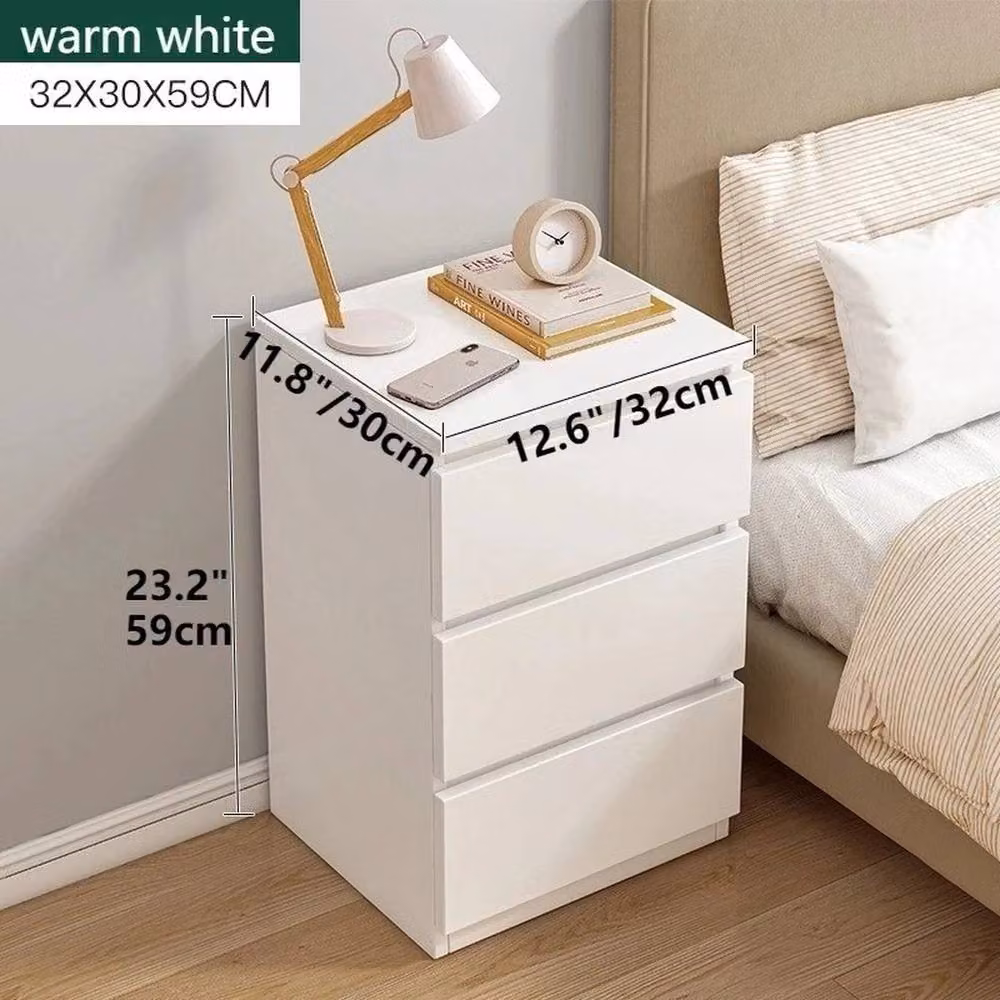 VOGREX White 3 Drawer Bedside Table and Storage Side Cabinet – 2
