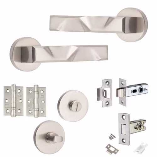 Golden Grace Nova Bathroom Door Handle Set with Latch and Hinges in Chrome – 1