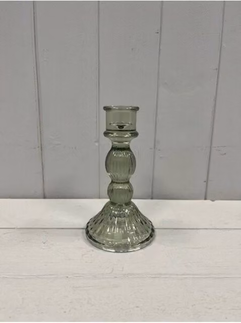 KDMD Green Glass Taper Candle Holder for Tabletop Use