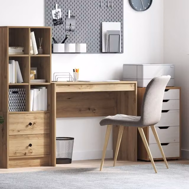 Berkfield Home Artisan Oak Writing Desk in Brown, W/D/H: 90 x 40 x 76 cm – 1