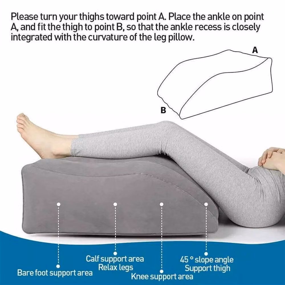 FLAVORA Inflatable Large Leg Elevation Wedge Pillow in Grey, W/D/H: 190 x 100 x 24 cm – 3