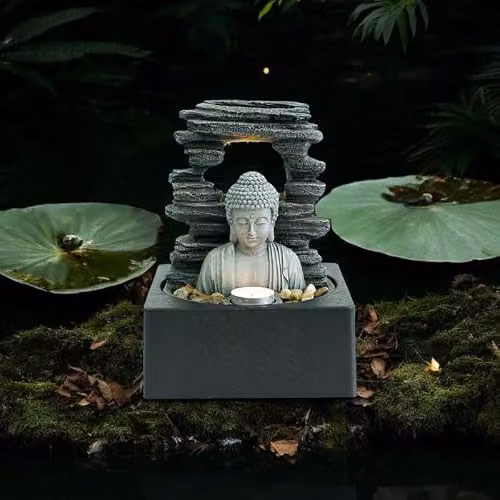 Minster Buttercup Farm Table-Top Fountain in Grey, W/D/H: 18 x 18 x 24 cm – 2