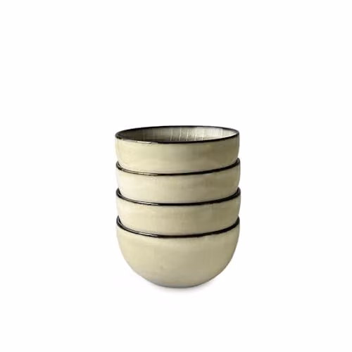 Scandi Home Set of 4 Beige Ceramic and Stoneware Cereal Bowls, Diameter: 14 cm – 1
