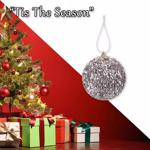 VFM e-Store Silver Christmas Hanging Bauble Decoration, W/D/H: 19 x 10 x 10 cm – 5