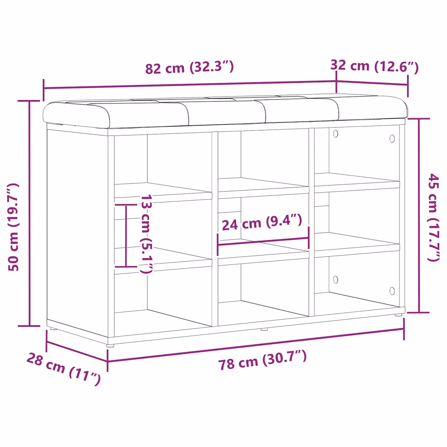 Berkfield Home Modern Black Oak Shoe Rack and Storage Bench W/D/H: 80 x 30 x 48 cm – 7