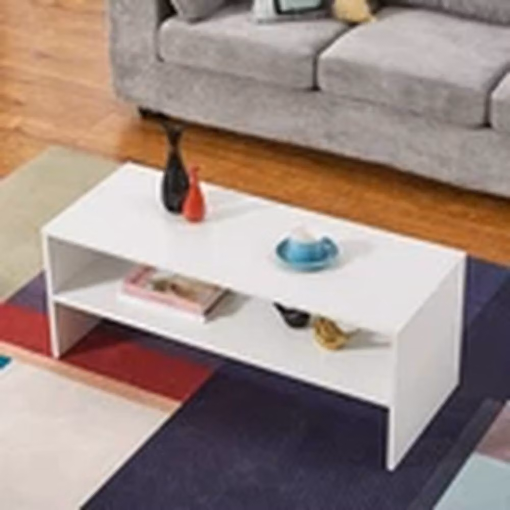 EONLION 2-Tier Modern White Coffee Table and Side Table – 3