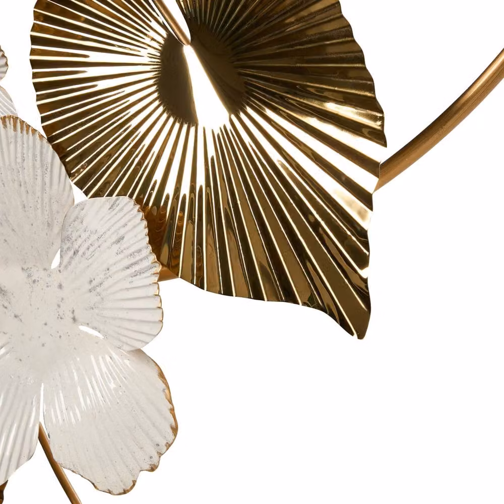 Wyld and Coco Gold Metal Floral and Geometric Round Wall Ornament – 4