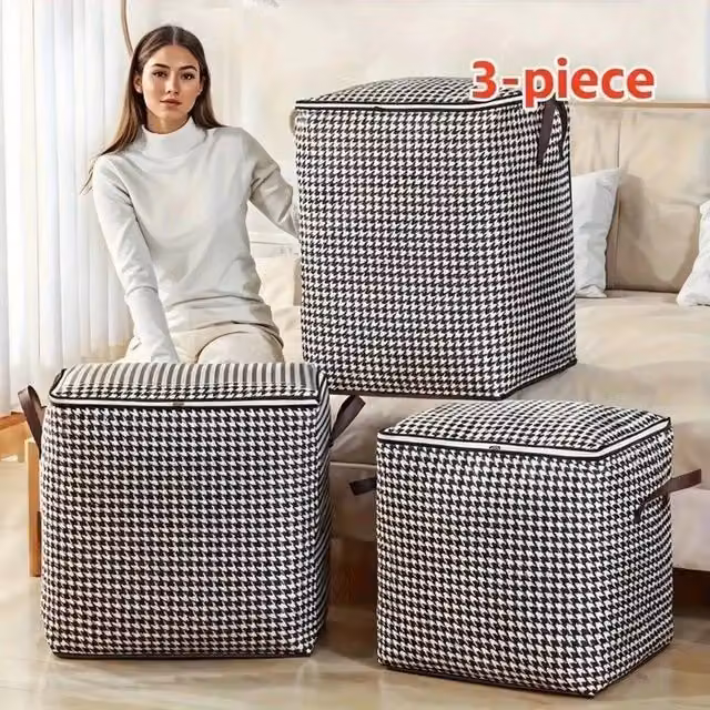 NESTLUNE 180L Large Collapsible Clothes Storage Bag, Multicolour, W/D/H: 80 x 80 x 80 cm