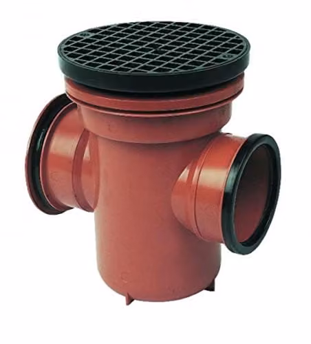 FloPlast Underground Back Inlet Bottle Gully with Round Lid, Red