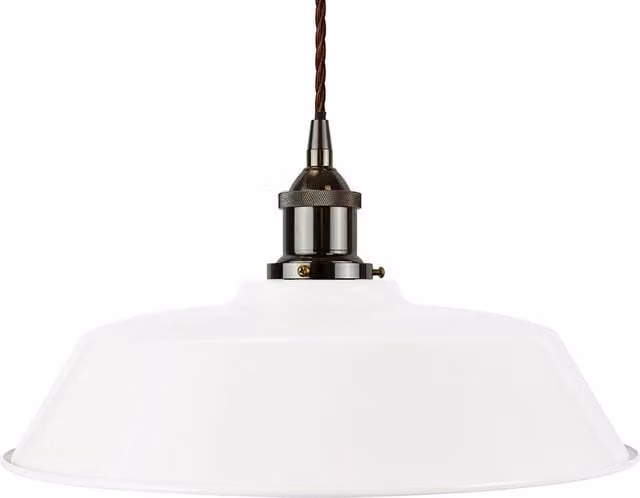 SE Home Chancery White Suspended Pendant Light with Black Nickel and Brown Twisted Metal Details