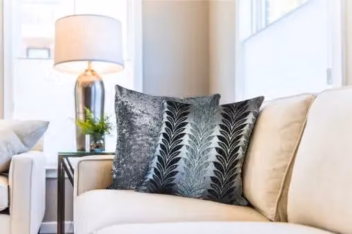 New Edge Blinds Trellis Graphic Chenille Cushion Cover in Grey, W/D/H: 43 x 43 x 43 cm – 2
