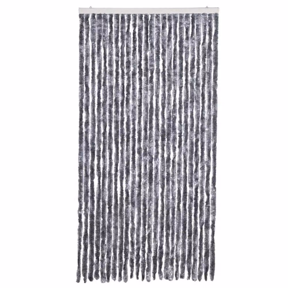 Berkfield Home Silver Chenille Fly Curtain, W: 100 cm, H: 200 cm – 3