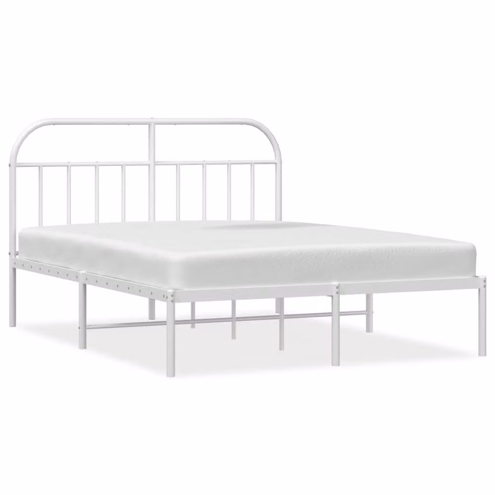 Berkfield Home Metal Bed Frame with Headboard in White, W/D/H: 180 x 200 cm – 2