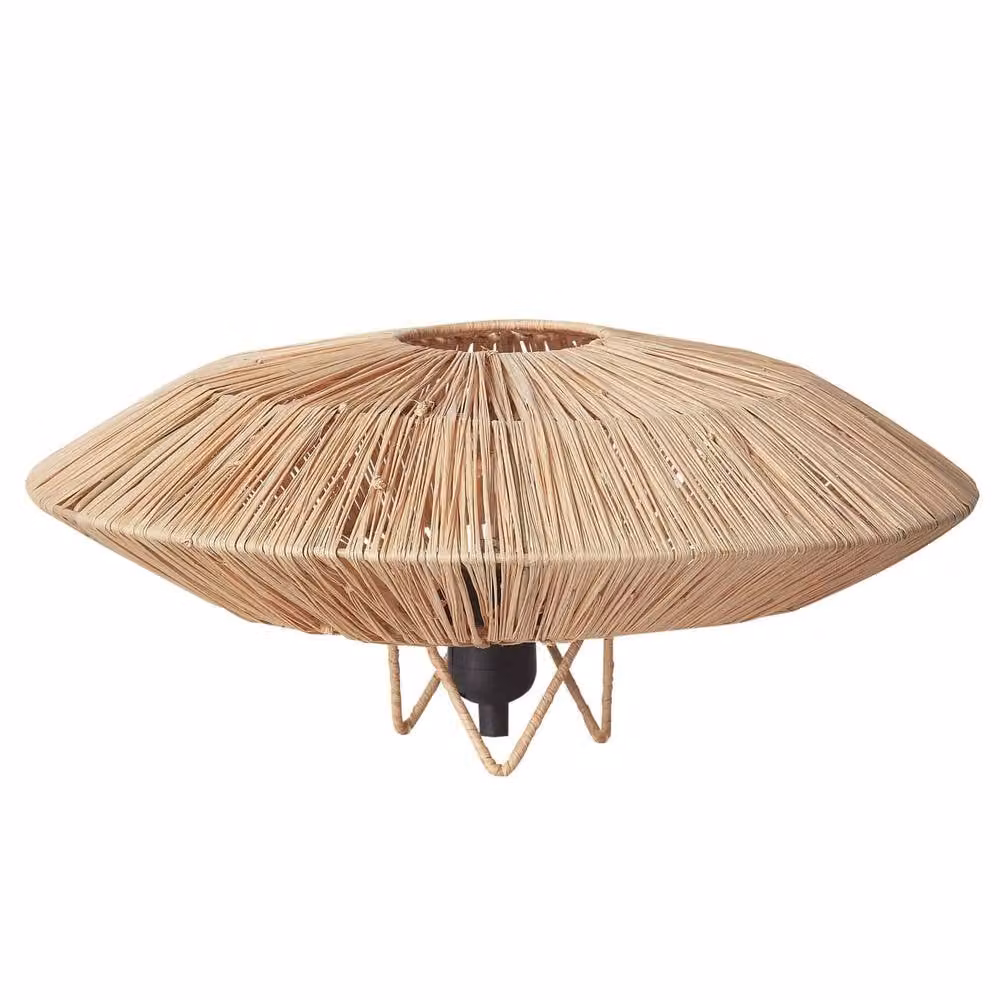 Wyld and Coco Table Lamp with Natural Straw Shade and Black Metal Base – 2