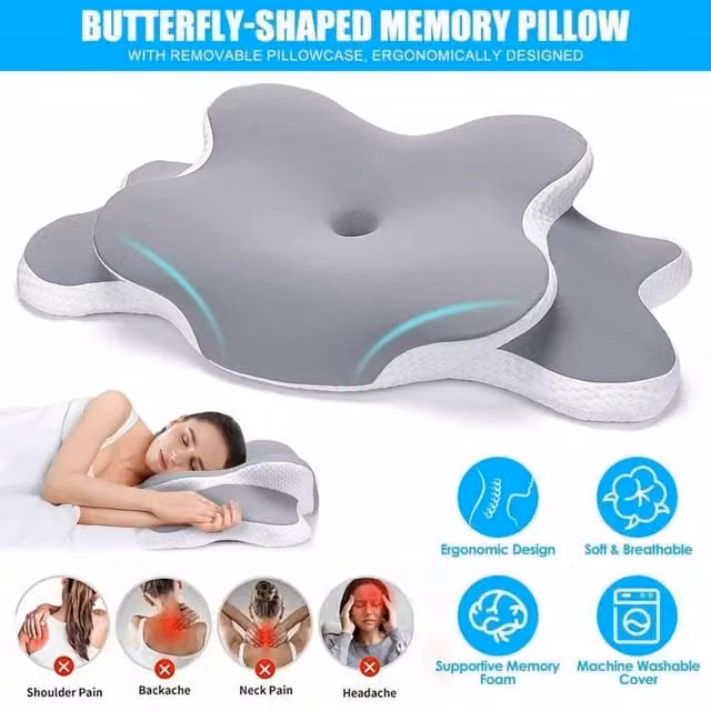 FLAVORA Grey Cooling Memory Foam Wedge Pillow for Neck Support