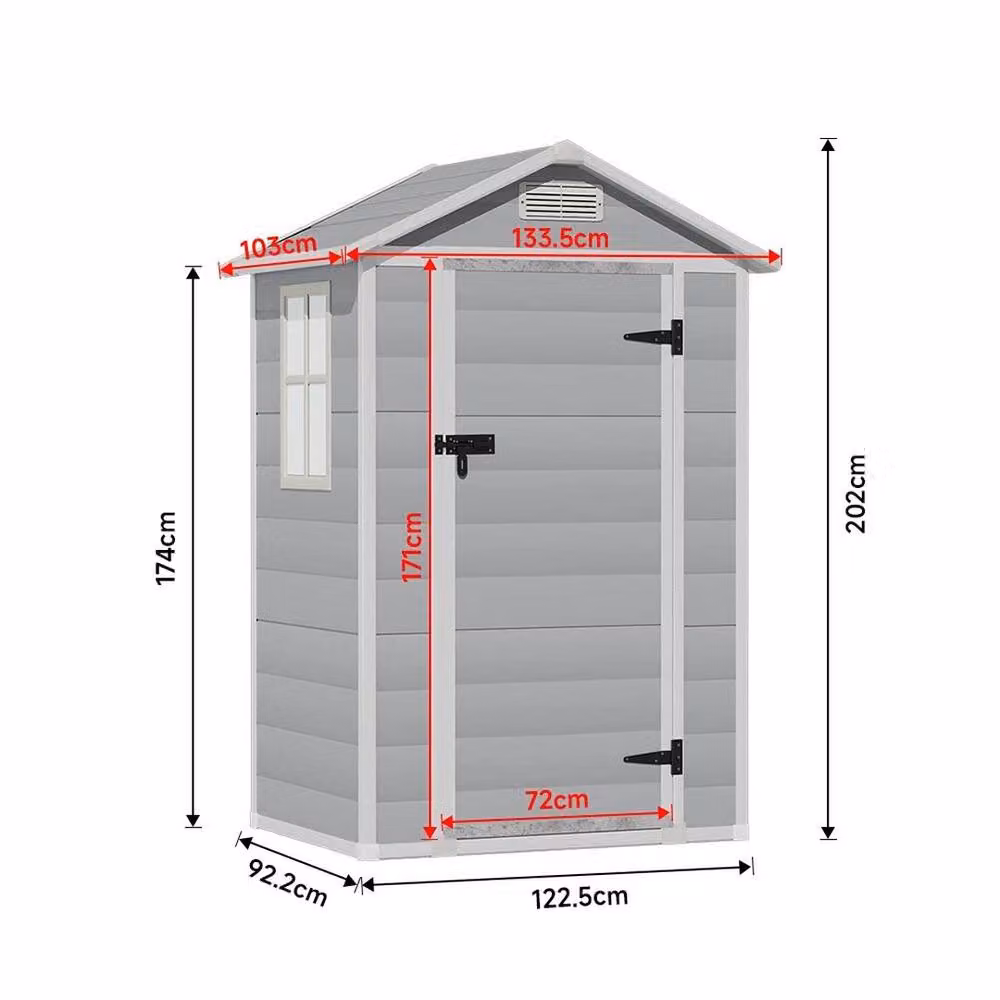 FLAVORA Grey Plastic Outdoor Garden Tool Shed and Tall Cabinet – 2