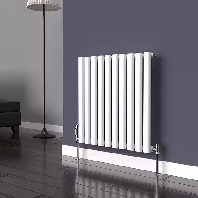 Lux Heat Oval White Horizontal Single Wall Mounted Radiator, W: 60.0 cm, H: 54.0 cm
