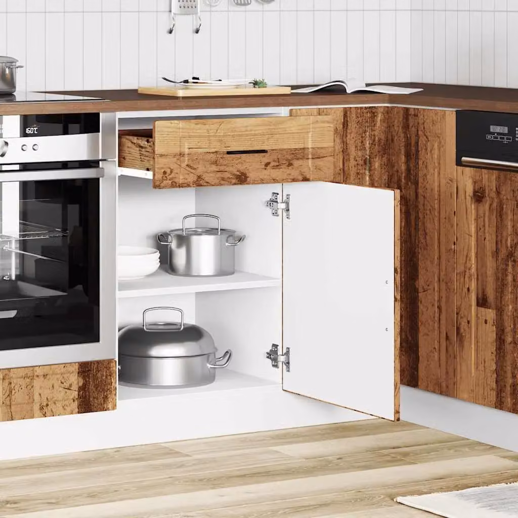 Berkfield Home Porto Old Wood Kitchen Base Cabinet in Brown – 2