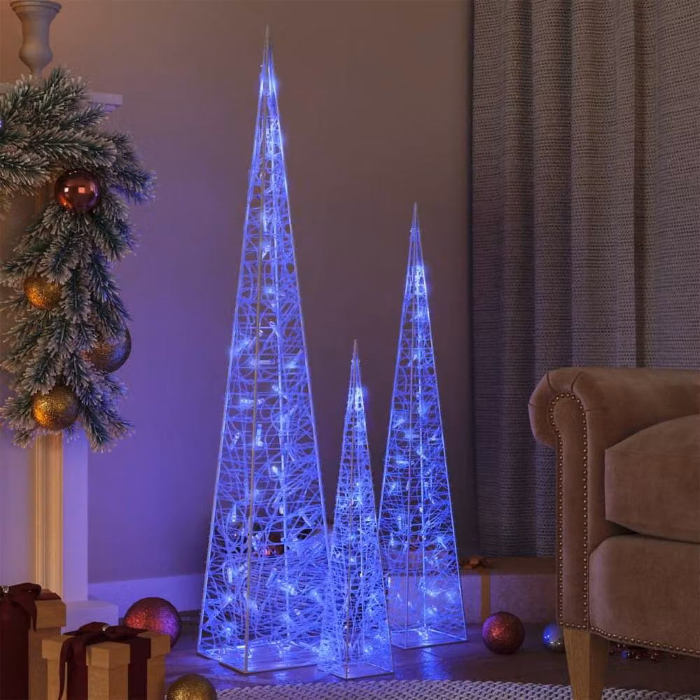 Berkfield Home Blue Acrylic Decorative LED Light Cone Set – 2