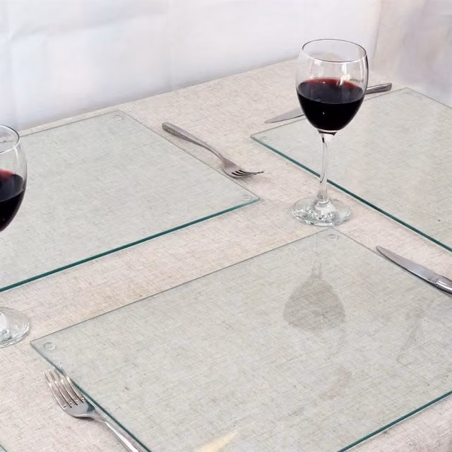 Harbour Housewares 12-Piece Clear Glass Placemats and Square Coasters Set, W: 40 cm, D: 30 cm