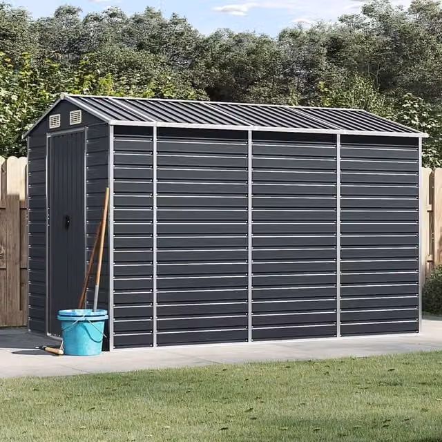 Berkfield Anthracite and Black Galvanised Steel Pent Garden Shed, W/D/H: 191 x 300 x 198 cm – 1