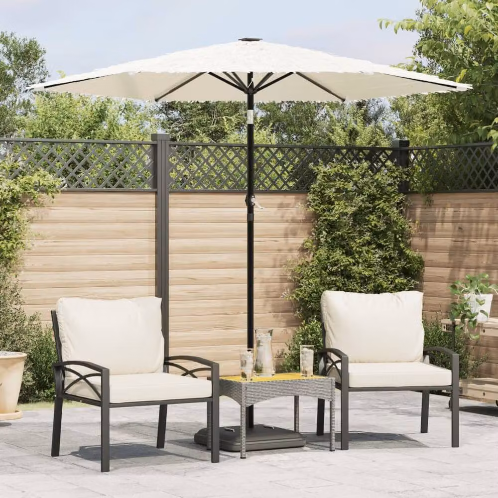 Berkfield Home Garden Parasol in White with Steel Pole, W/D/H: 223 x 223 x 213 cm – 2