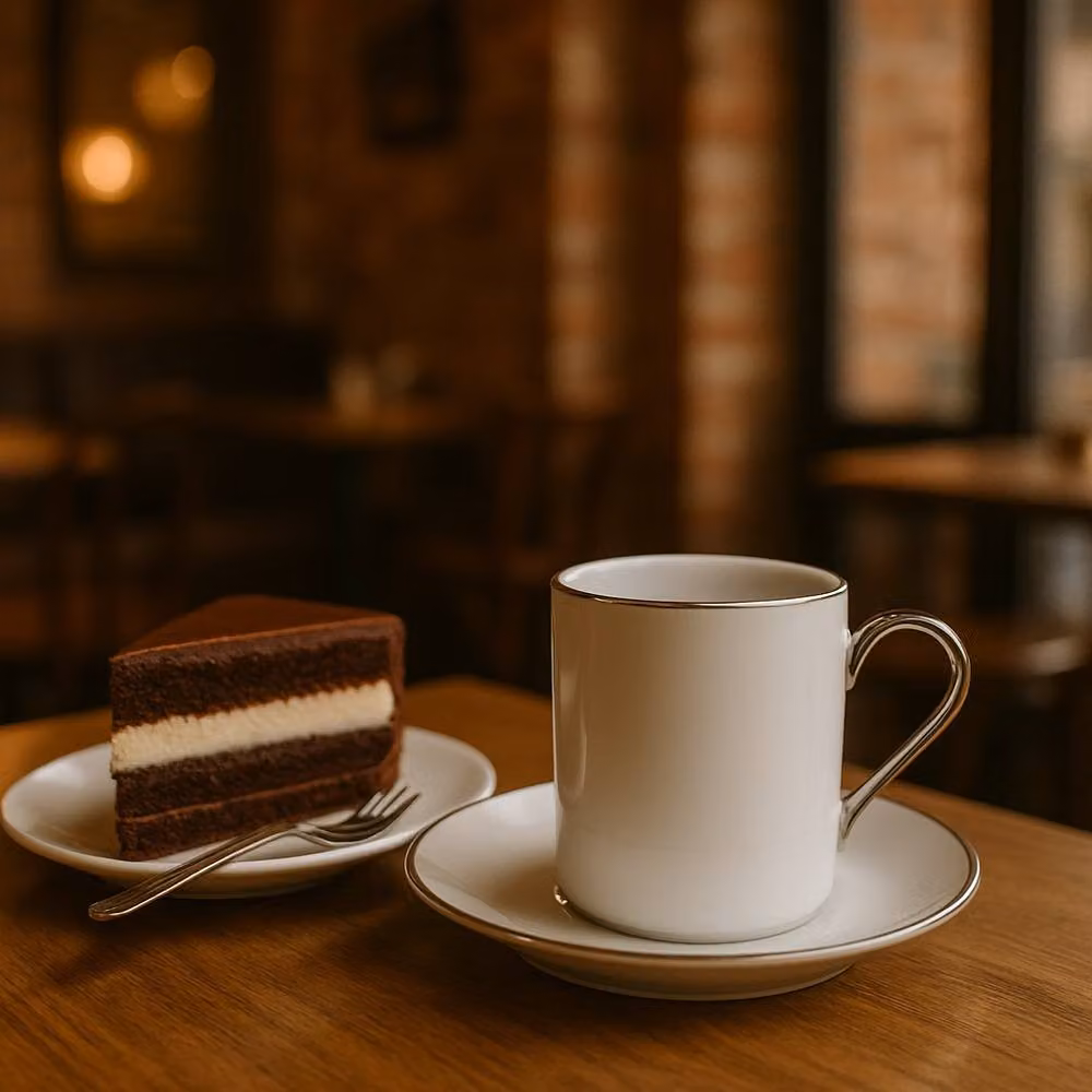 LSA Palazzo Porcelain Coffee Cup and Saucer, White and Silver, 100 ml – 2