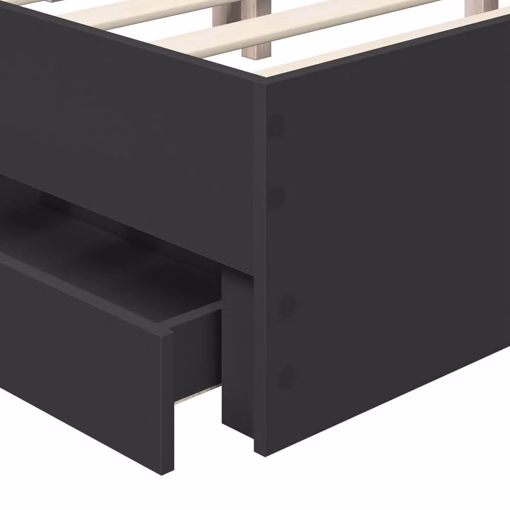 Berkfield Home Modern Bed Frame with Drawers in Black, Engineered Wood, W/D/H: 150 x 200 cm – 4