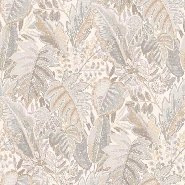 Grandeco Tribal Leaf Foliage Textured Botanical Floral Wallpaper in Beige