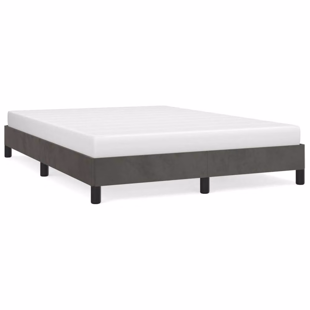 Berkfield Home Upholstered Velvet Bed Frame, Grey, W: 135 cm, L: 190 cm – 2