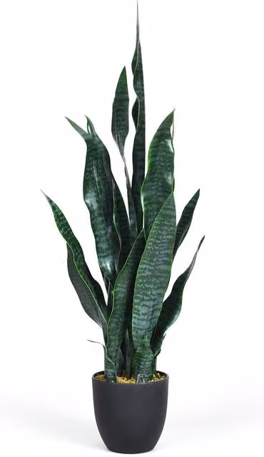 Costway Artificial Potted Snake Plant Faux Sansevieria Tabletop Decoration, Green