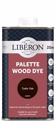 Liberon Palette Water Based Wood Dye in Tudor Oak, 250ml – 1