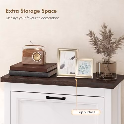 HOMCOM Modern Shoe Cabinet with Tilting Compartments and Internal Shelves, White – 3