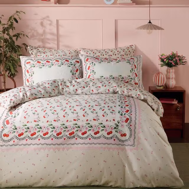 Cath Kidston Reversible Pink Floral Country House Duvet Cover Set, W/D/H: 140 x 200 cm