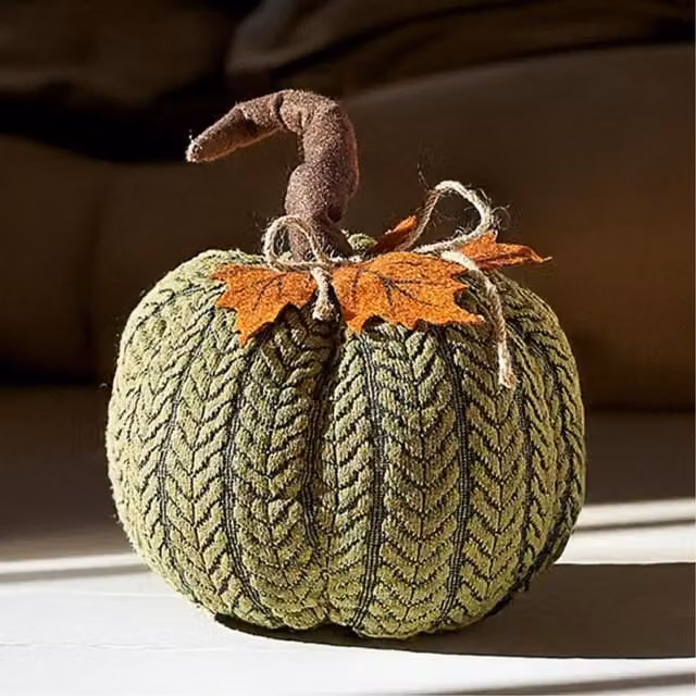 Marco Paul Green Plush Pumpkin Soft Autumn and Halloween Tabletop Decoration, Height: 22 cm – 1