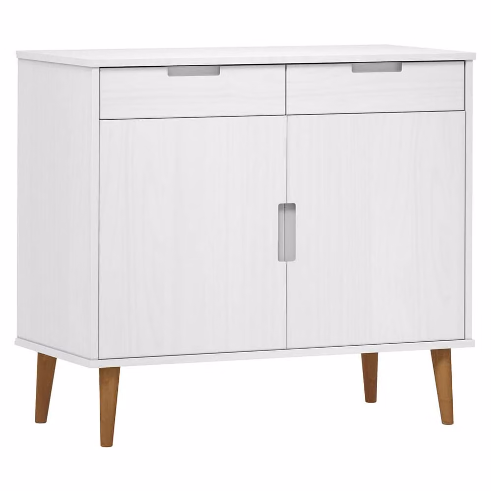 Berkfield Home MOLDE White Solid Wood Pine Sideboard, W/D/H: 90 x 40 x 80 cm – 2
