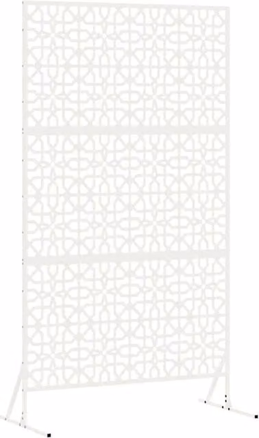 Berkfield Home White Steel Privacy Screen, W: 100 cm, D: 50 cm, H: 180 cm – 1
