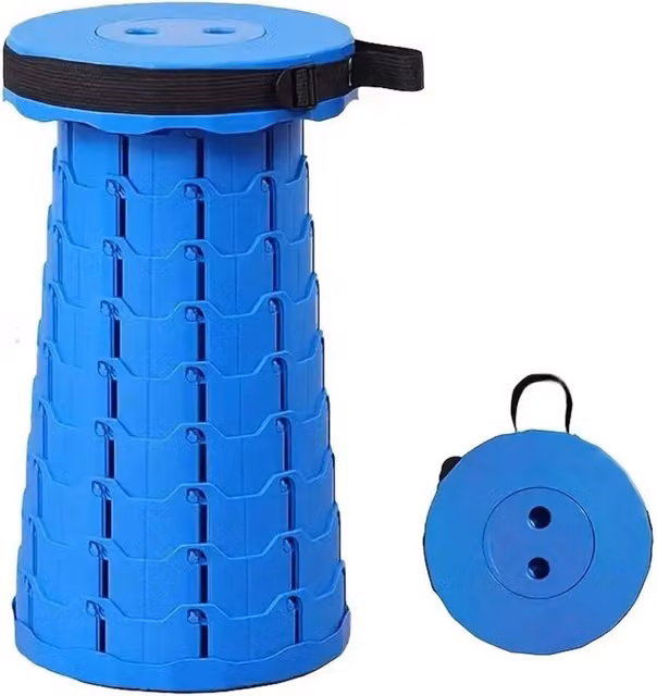MantraRaj Portable Folding Stool with Carry Handle in Blue