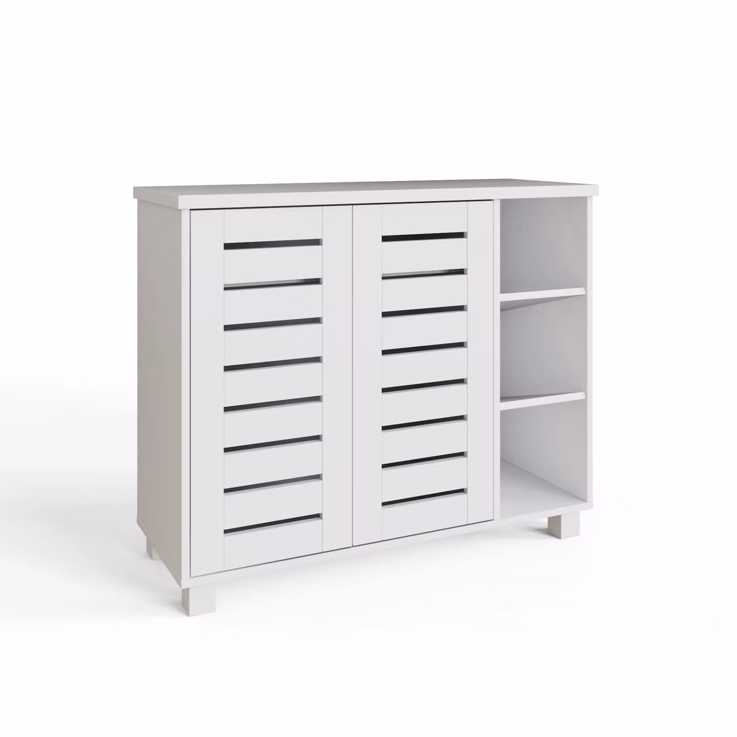 GFW Bodie Modern 2 Door 2 Shelf Shoe Cabinet in White with Soft Close Doors – 2