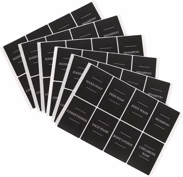 Harbour Housewares 48-Piece Soap Dispenser Label Set in Black